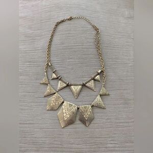 Vintage triangle Aztec necklace With Mesh Double Layer With Built In Extender